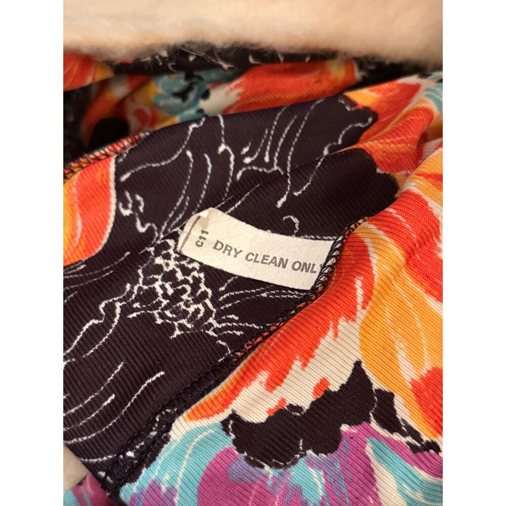 Vintage 70s Floral Faux Fur Trim Cropped Jacket | Disco Glam Bolero | M - Picture 12 of 13